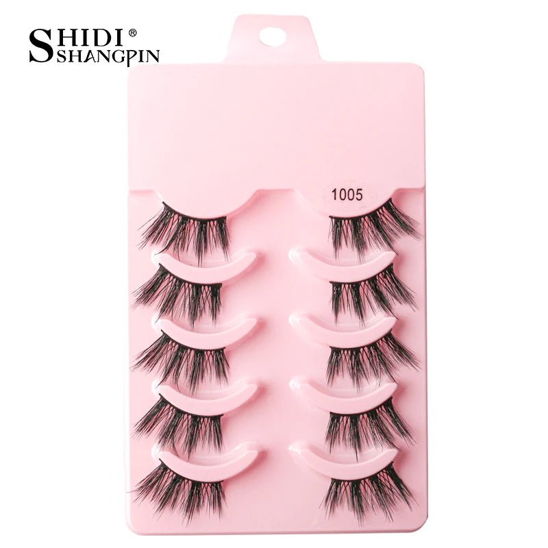 SHIDISHANGPIN 5/10Pairs False Lashes Cat Eye Eyelashes Eyelash Extension 3D Mink Half Lashes Natural Makeup faux Cils maquiagem - Blinksy
